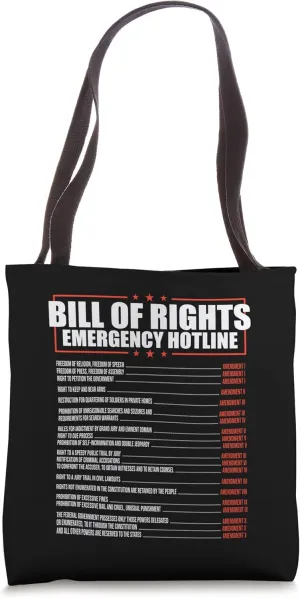 Constitution Bill of Rights Emergency Hotline Amendment 1-10 Tote Bag