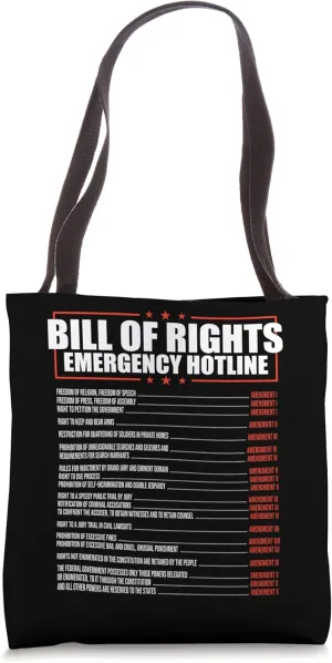 Constitution Bill of Rights Emergency Hotline Amendment 1-10 Tote Bag