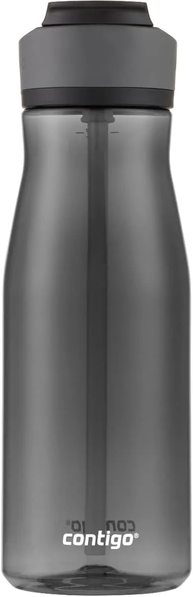 Contigo Ashland 2.0 Leak-Proof Water Bottle with Lid Lock and Angled Straw Dishwasher Safe Water Bottle with Interchangeable Lid 40oz Licorice