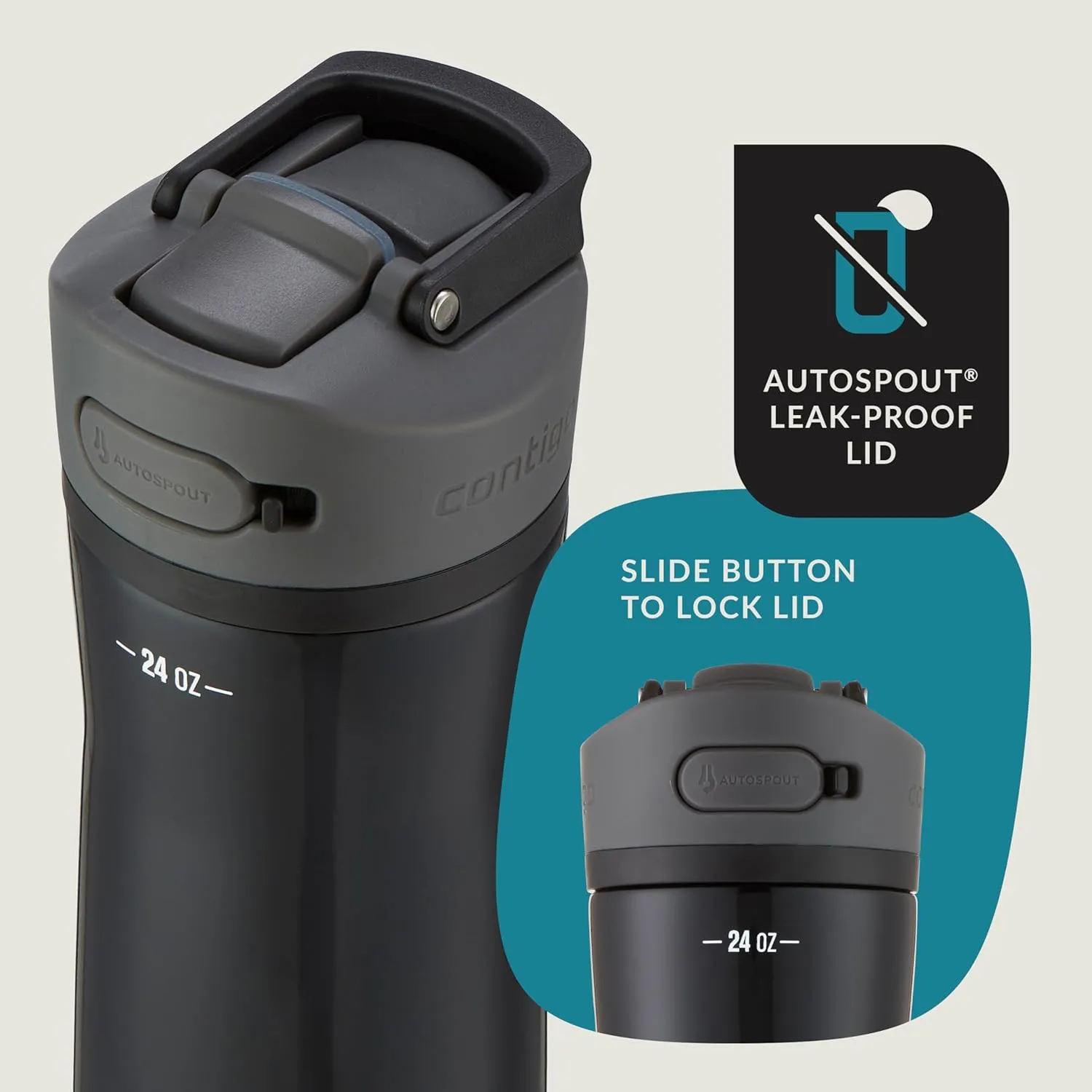 Contigo Ashland 2.0 Water Bottle with AUTOSPOUT Lid, 24oz., Licorice