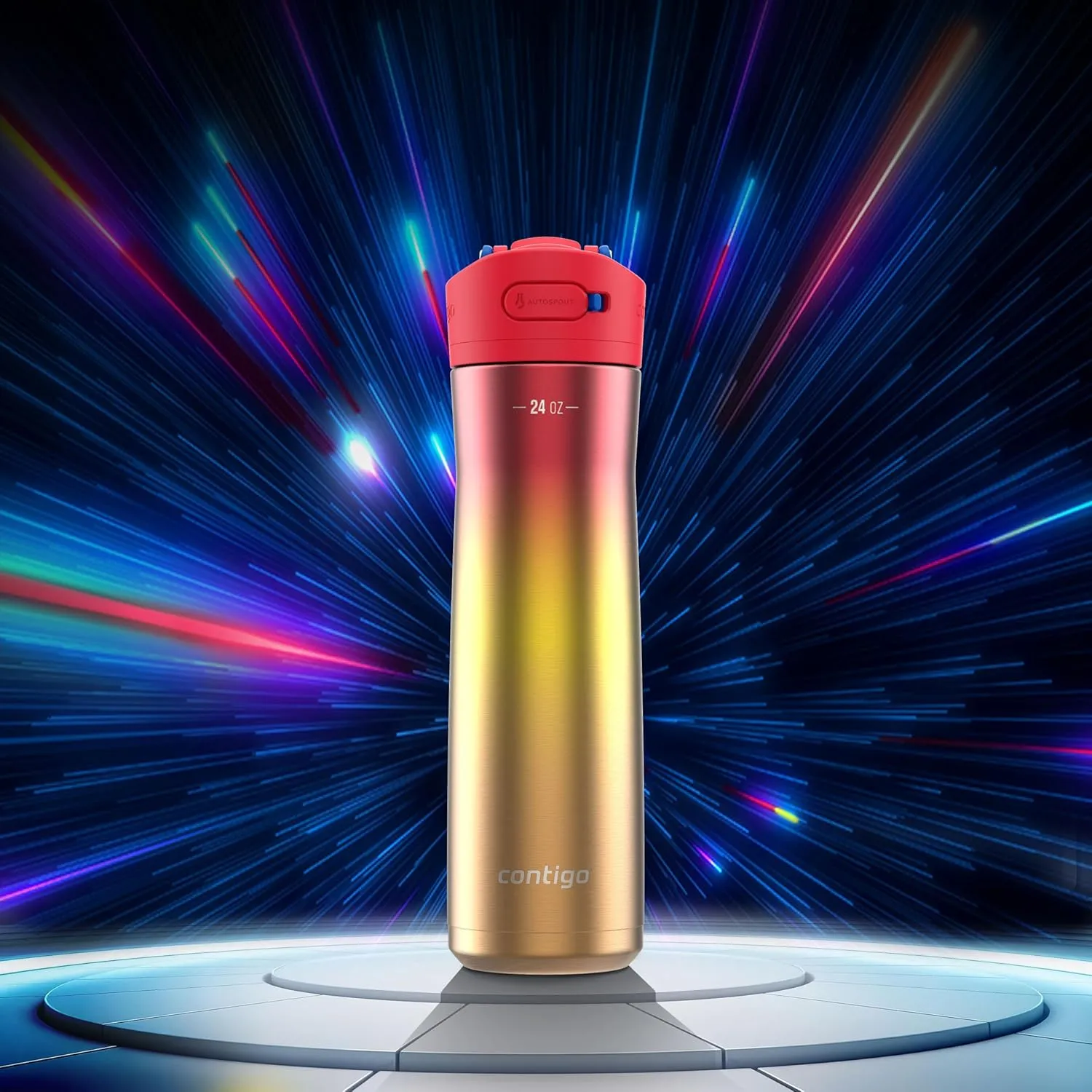 Contigo Ashland Chill 2.0 Stainless Steel Water Bottle with Autospout Lid, 24 oz, Watermelon Ombre