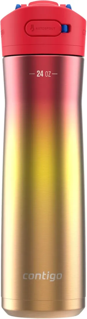 Contigo Ashland Chill 2.0 Stainless Steel Water Bottle with Autospout Lid, 24 oz, Watermelon Ombre