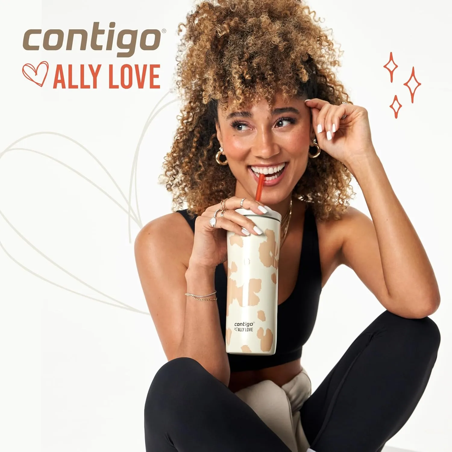 Contigo x Ally Love Steel Insulated Tumbler w/Straw, Autoclose Technology, Easy Clean Lid & Straw, Leak-proof Drinking, Keeps Drinks Cold for 20 hours, BPA Free, 24oz., Streeterville 2.0, Licorice