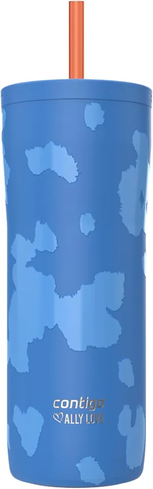 Contigo x Ally Love Steel Insulated Tumbler w/Straw, Autoclose Technology, Easy Clean Lid & Straw, Leak-proof Drinking, Keeps Drinks Cold for 20 hours, BPA Free, 24oz., Streeterville 2.0, Licorice