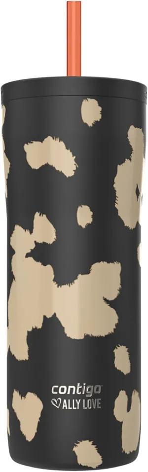 Contigo x Ally Love Steel Insulated Tumbler w/Straw, Autoclose Technology, Easy Clean Lid & Straw, Leak-proof Drinking, Keeps Drinks Cold for 20 hours, BPA Free, 24oz., Streeterville 2.0, Licorice