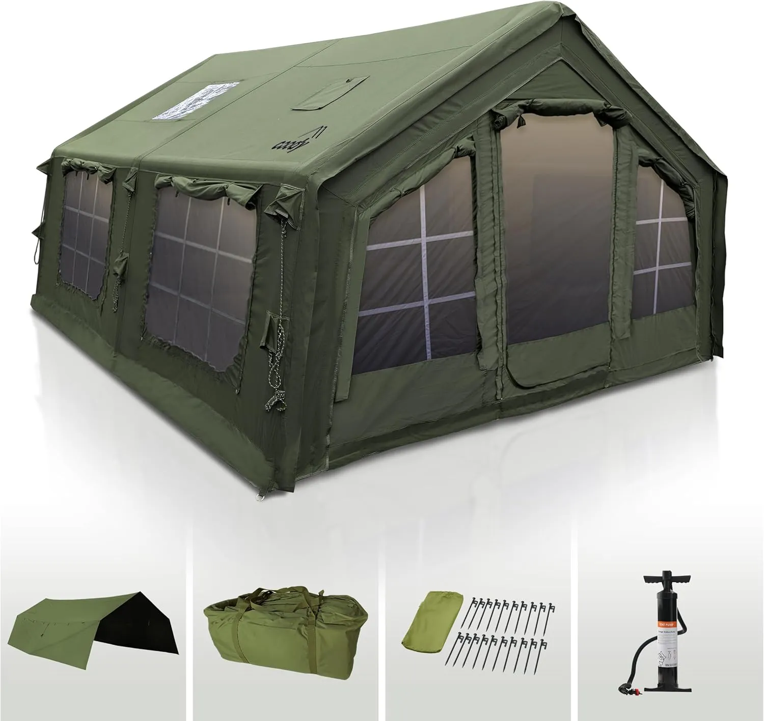 Coody | Rbm Outdoors Koala/Hub/Octopus Inflatable Tents for Camping with Stove Jack, 2/8/10 Person Luxury Canvas Blow Up Tent, 2 Room, Easy Setup Casa de Campaña, Large Inflatable House with Pump