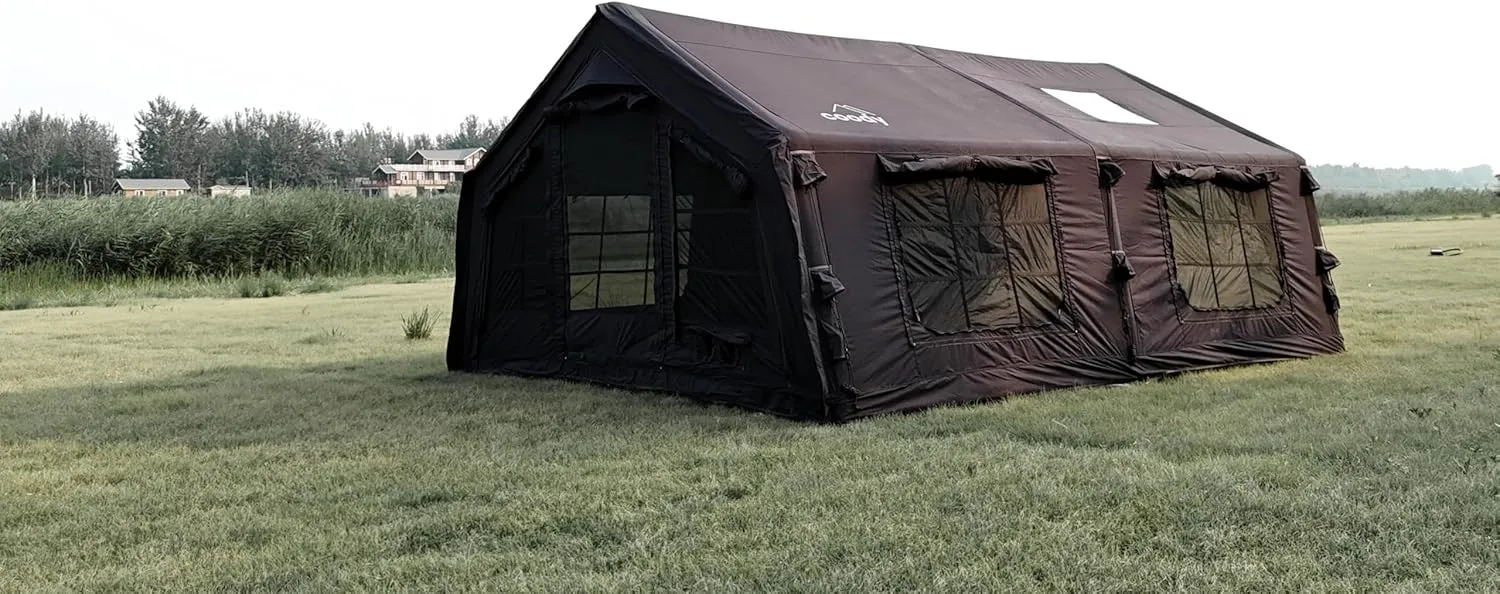 Coody | Rbm Outdoors Koala/Hub/Octopus Inflatable Tents for Camping with Stove Jack, 2/8/10 Person Luxury Canvas Blow Up Tent, 2 Room, Easy Setup Casa de Campaña, Large Inflatable House with Pump