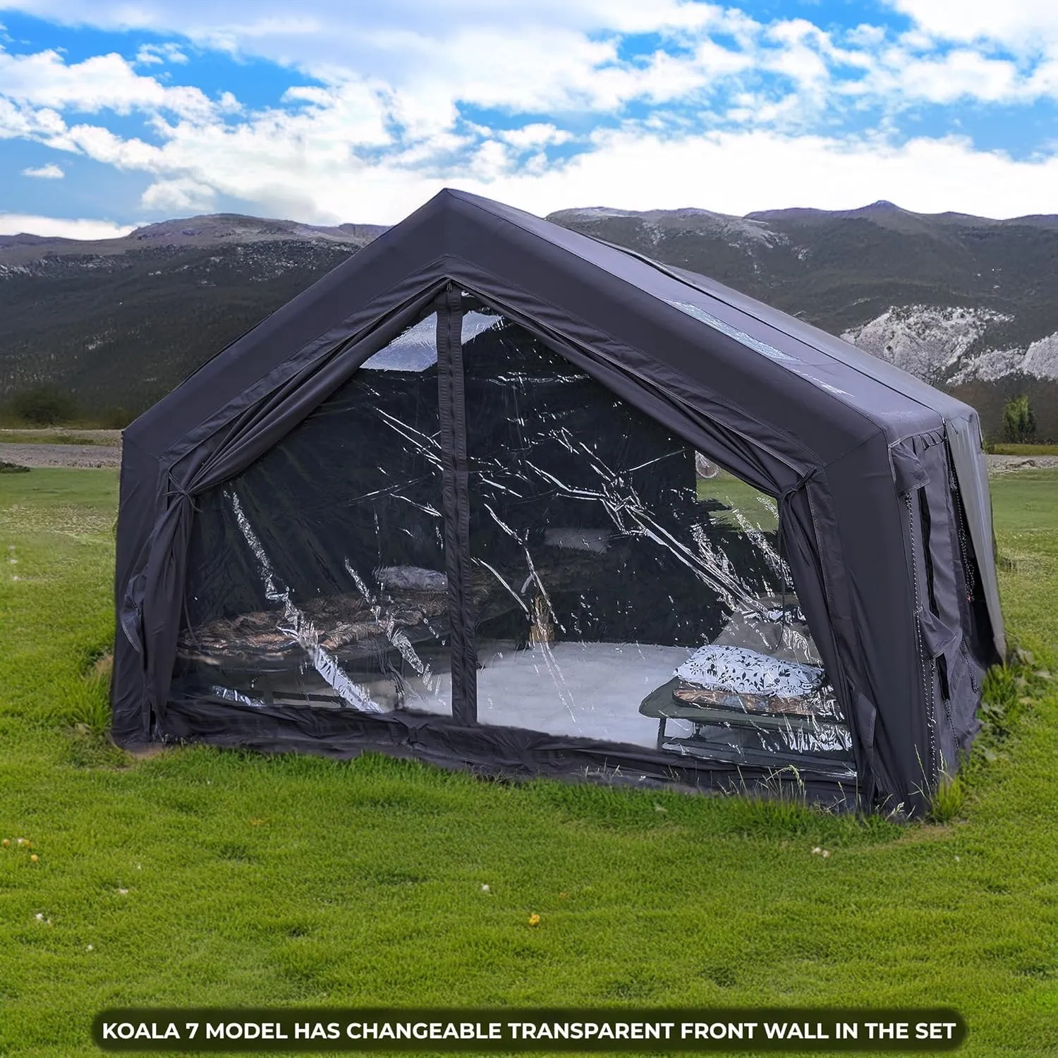 Coody | Rbm Outdoors Koala/Hub/Octopus Inflatable Tents for Camping with Stove Jack, 2/8/10 Person Luxury Canvas Blow Up Tent, 2 Room, Easy Setup Casa de Campaña, Large Inflatable House with Pump