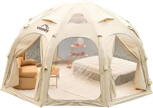 Coody | Rbm Outdoors Koala/Hub/Octopus Inflatable Tents for Camping with Stove Jack, 2/8/10 Person Luxury Canvas Blow Up Tent, 2 Room, Easy Setup Casa de Campaña, Large Inflatable House with Pump