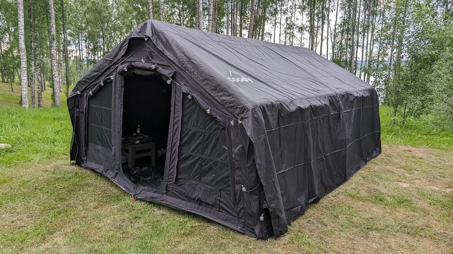 Coody | Rbm Outdoors Koala/Hub/Octopus Inflatable Tents for Camping with Stove Jack, 2/8/10 Person Luxury Canvas Blow Up Tent, 2 Room, Easy Setup Casa de Campaña, Large Inflatable House with Pump