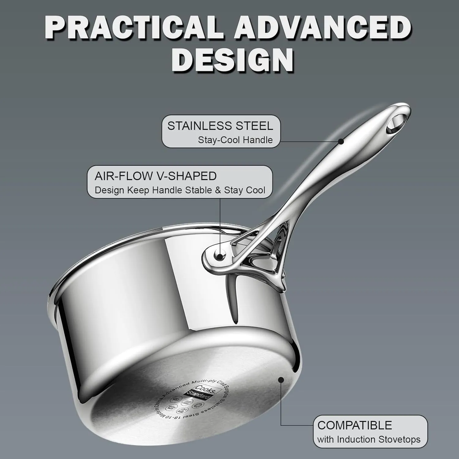 Cooks Standard Multi-Ply Clad Saucepan, 3 Quarts, Silver