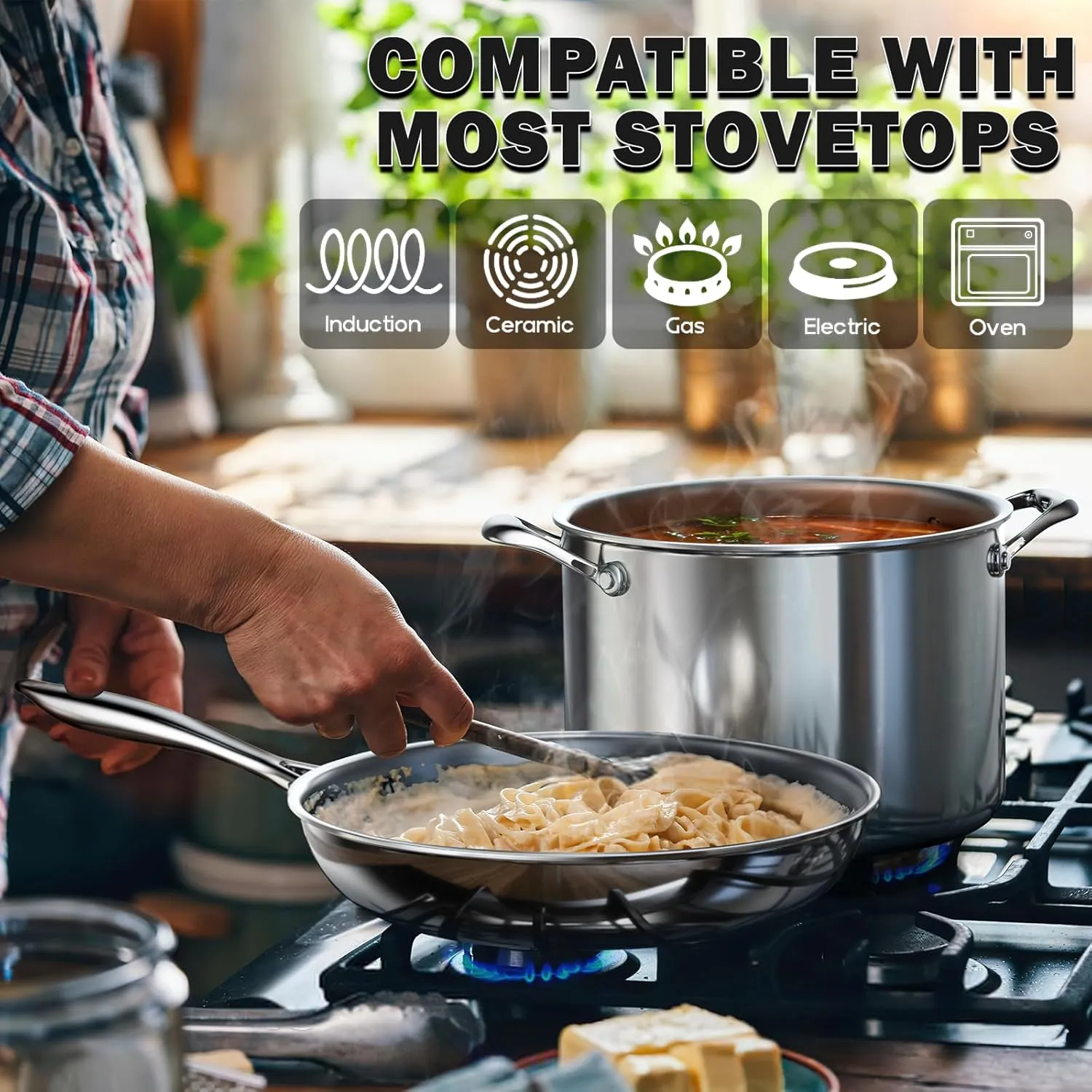 Cooks Standard Multi-Ply Clad Saucepan, 3 Quarts, Silver