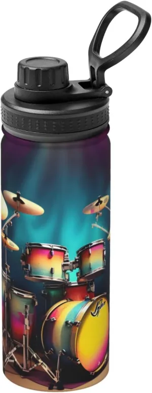 Cool Drums Set Sports Insulated Water Bottle - Premium 18 oz. Stainless Steel Hydration Bottle for Outdoor Enthusiasts
