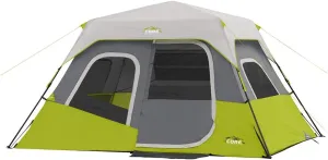 CORE Instant Cabin Tents | 6 Person / 9 Person / 10 Person / 12 Person Family Cabin Multi Room Pop Up Tents Car Camping | Included Storage Pockets for Camping Accessories