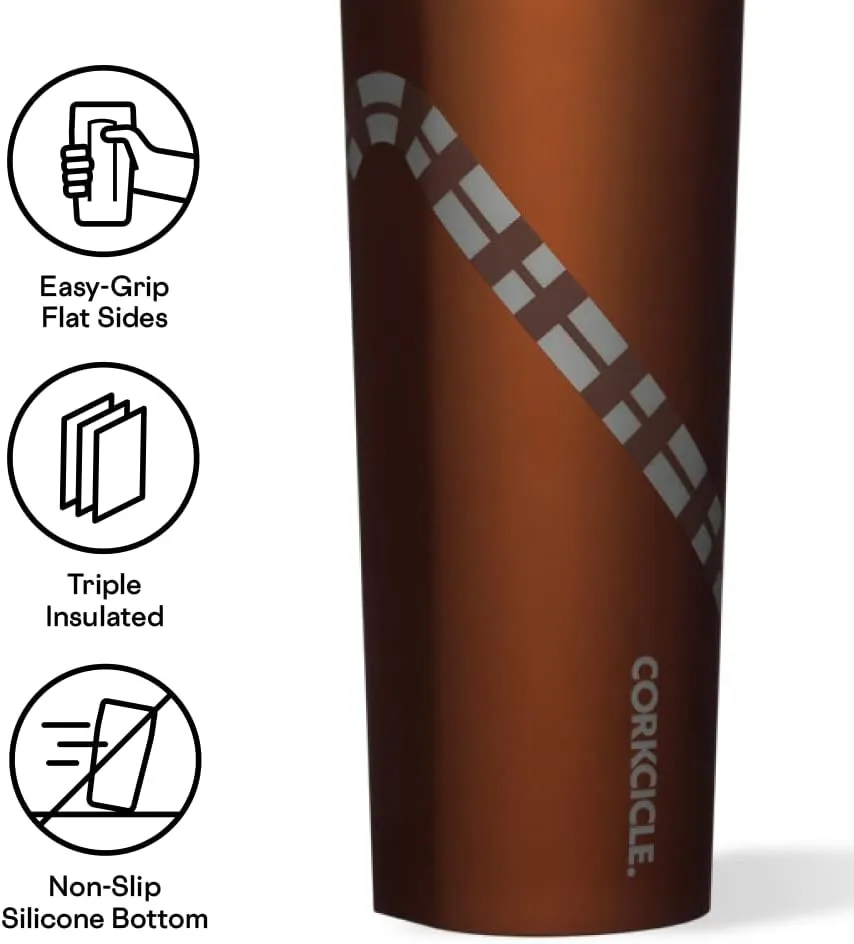 Corkcicle Star Wars Insulated Canteen Travel Water Bottle, Triple Insulated Stainless Steel, Easy Grip Straw Mouth, Keeps Beverages Cold for 25 Hours or Warm for 12 Hours, 20 oz, Chewbacca