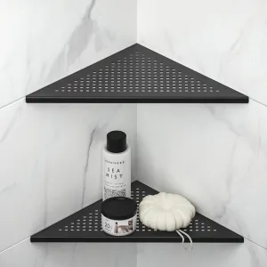 Corner Shower Shelves, 12" Matte Black 304 Stainless Steel Recessed Shelf for Bathroom, Grout in Shelf for Tiled Wall, 2 Pack Large Size, No Drilling Needed