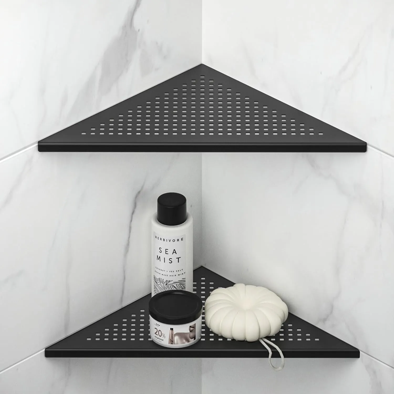 Corner Shower Shelves, 12" Matte Black 304 Stainless Steel Recessed Shelf for Bathroom, Grout in Shelf for Tiled Wall, 2 Pack Large Size, No Drilling Needed