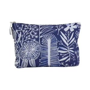 Cosmetic Bag - Linen - Large - Navy Natives
