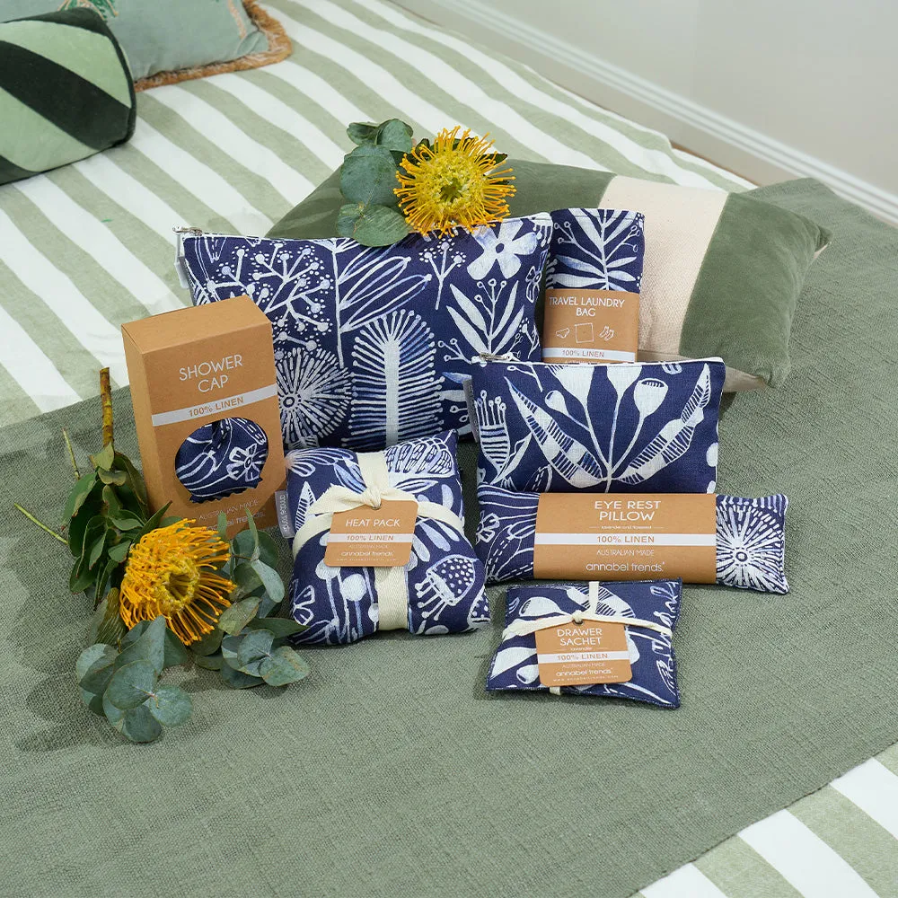 Cosmetic Bag - Linen - Large - Navy Natives