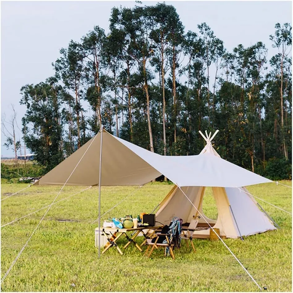 Cotton Pyramid Camping Tent, 3-4 Person, Waterproof, Sun Protection, Canopy, Family Picnic, All Weather Conditions