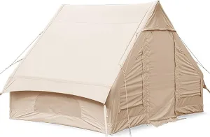 Cotton Retro Inflatable Tent Outdoor Glamping Camping Cabin Tent, Weatherproof and Rainproof, Suitable for 5-6 People, Great for Family, Outdoor, Camping, Hiking and Mountaineering