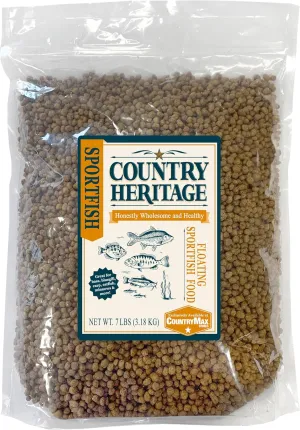 CountryMax Floating Sportfish Game Fish Food – 32% Protein, 7 lb Bag – Ideal for Bass, Bluegill, Catfish, Carp, Minnows & More – Pond & Lake Use
