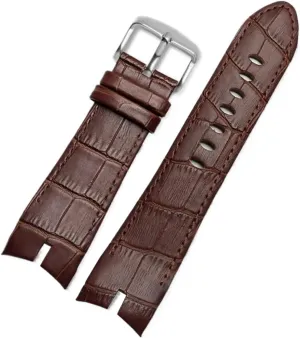 Cowhide Watch Strap 26mm Compatible with Roger Dubuis Compatible with Excalibur Series Watch Band 42mm Dial RDDBEX0405 Steel Buckle Men‘s Accessories(Brown Silver)