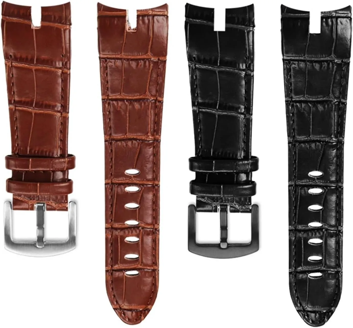 Cowhide Watch Strap 26mm Compatible with Roger Dubuis Compatible with Excalibur Series Watch Band 42mm Dial RDDBEX0405 Steel Buckle Men‘s Accessories(Brown Silver)