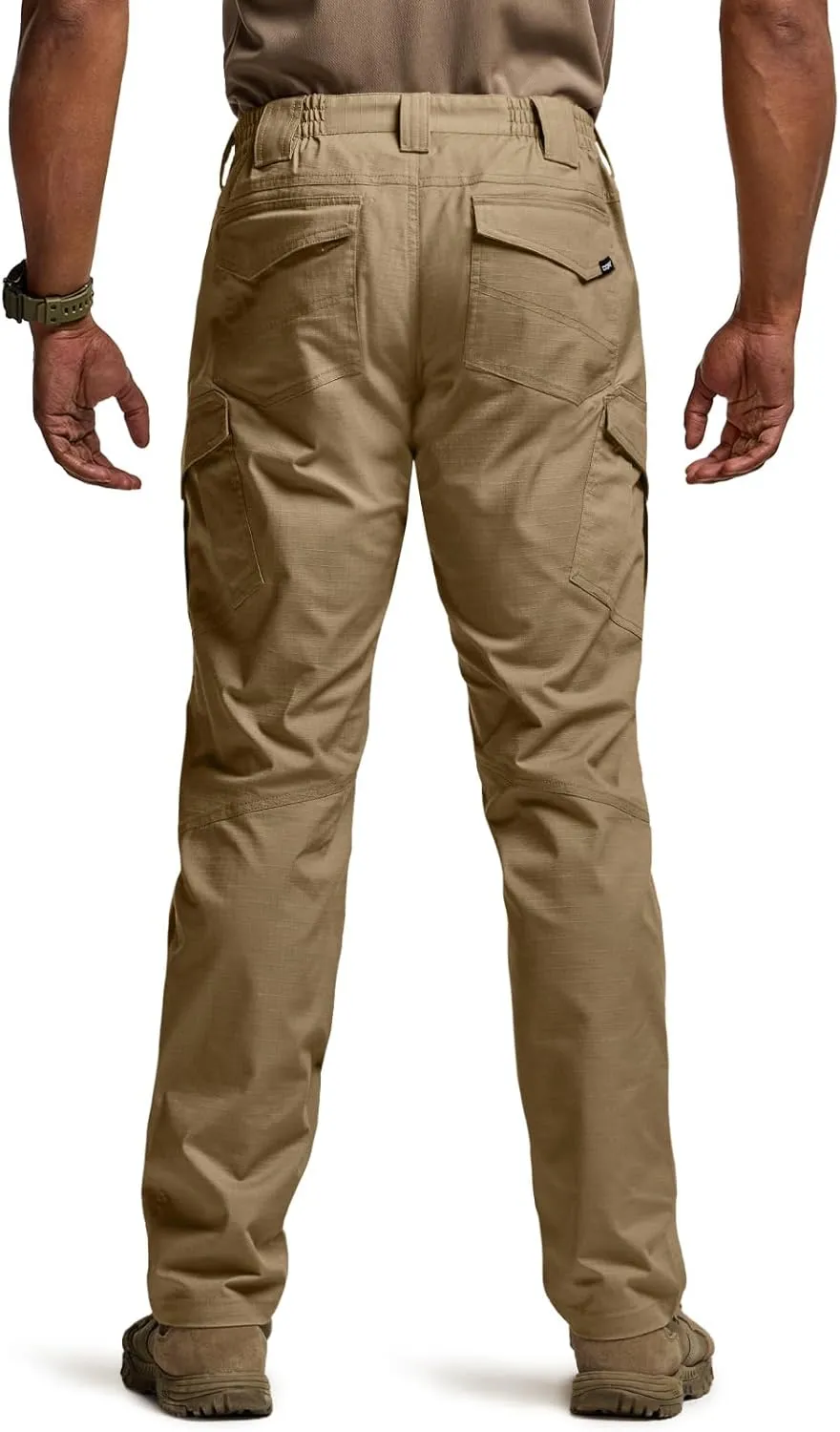 CQR Men's Flex Ripstop Tactical Pants, Water Resistant Stretch Cargo Pants, Lightweight EDC Hiking Work Pants
