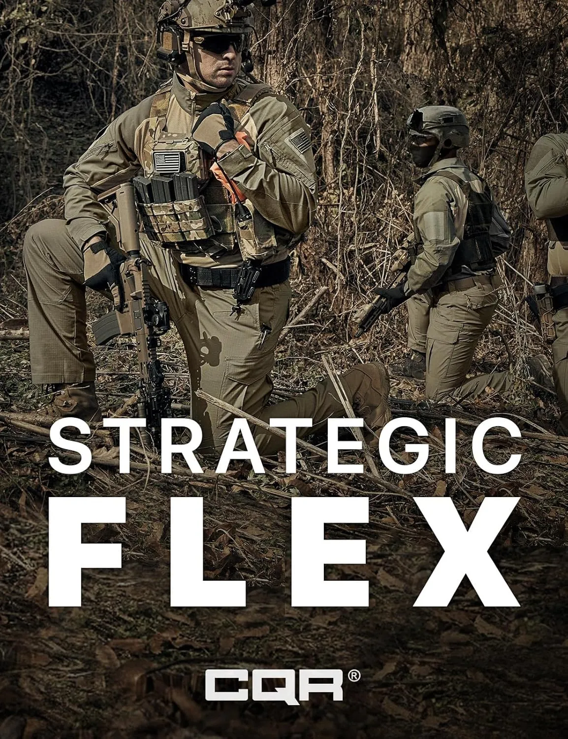 CQR Men's Flex Ripstop Tactical Pants, Water Resistant Stretch Cargo Pants, Lightweight EDC Hiking Work Pants
