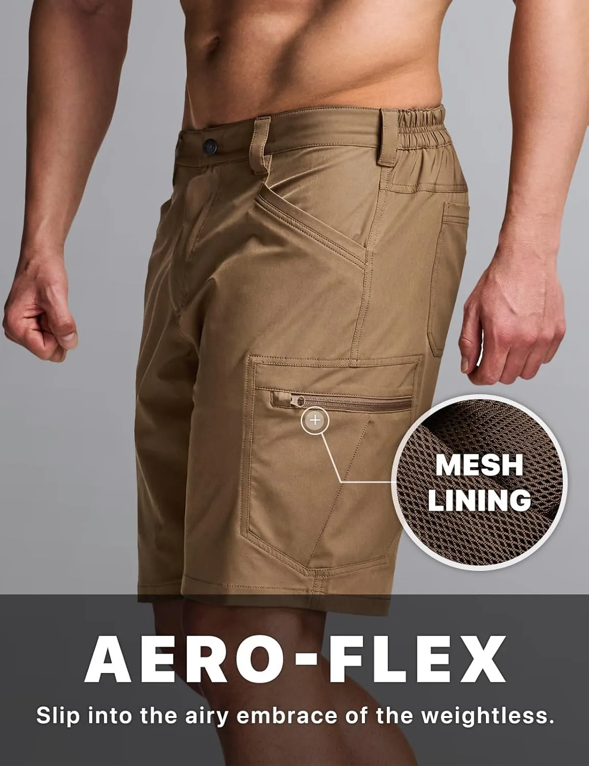CQR Men's Quick Dry Stretch Hiking Cargo Shorts, Lightweight Water Resistant Tactical Casual, Golf & Outdoor with Pockets