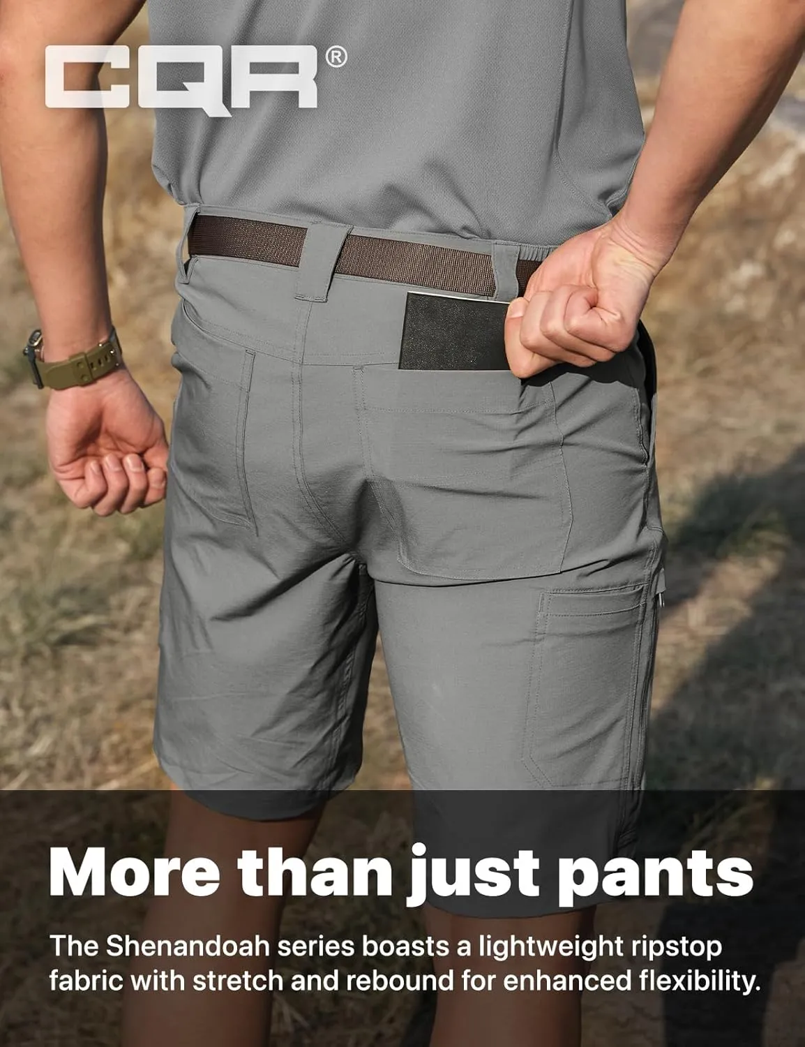 CQR Men’s Quick-Dry Stretch Hiking Cargo Shorts – Lightweight Water-Resistant Tactical Casual, Golf & Outdoor with Pockets