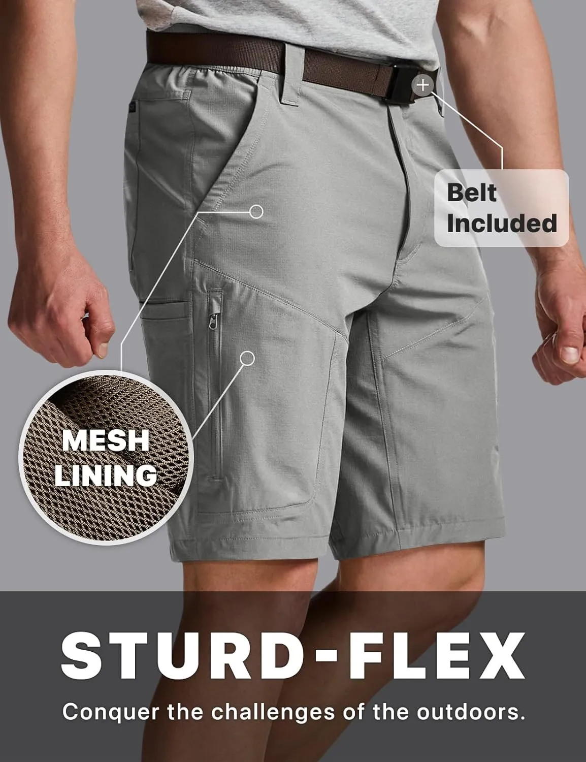 CQR Men’s Quick-Dry Stretch Hiking Cargo Shorts – Lightweight Water-Resistant Tactical Casual, Golf & Outdoor with Pockets