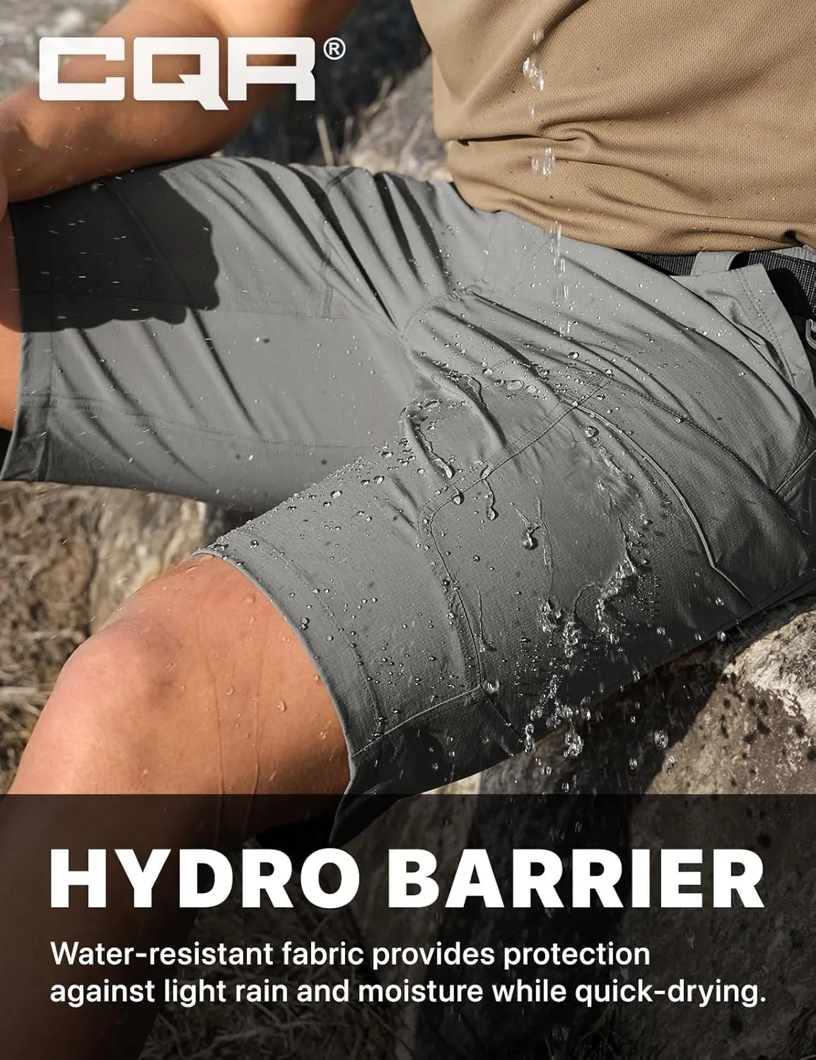 CQR Men’s Quick-Dry Stretch Hiking Cargo Shorts – Lightweight Water-Resistant Tactical Casual, Golf & Outdoor with Pockets