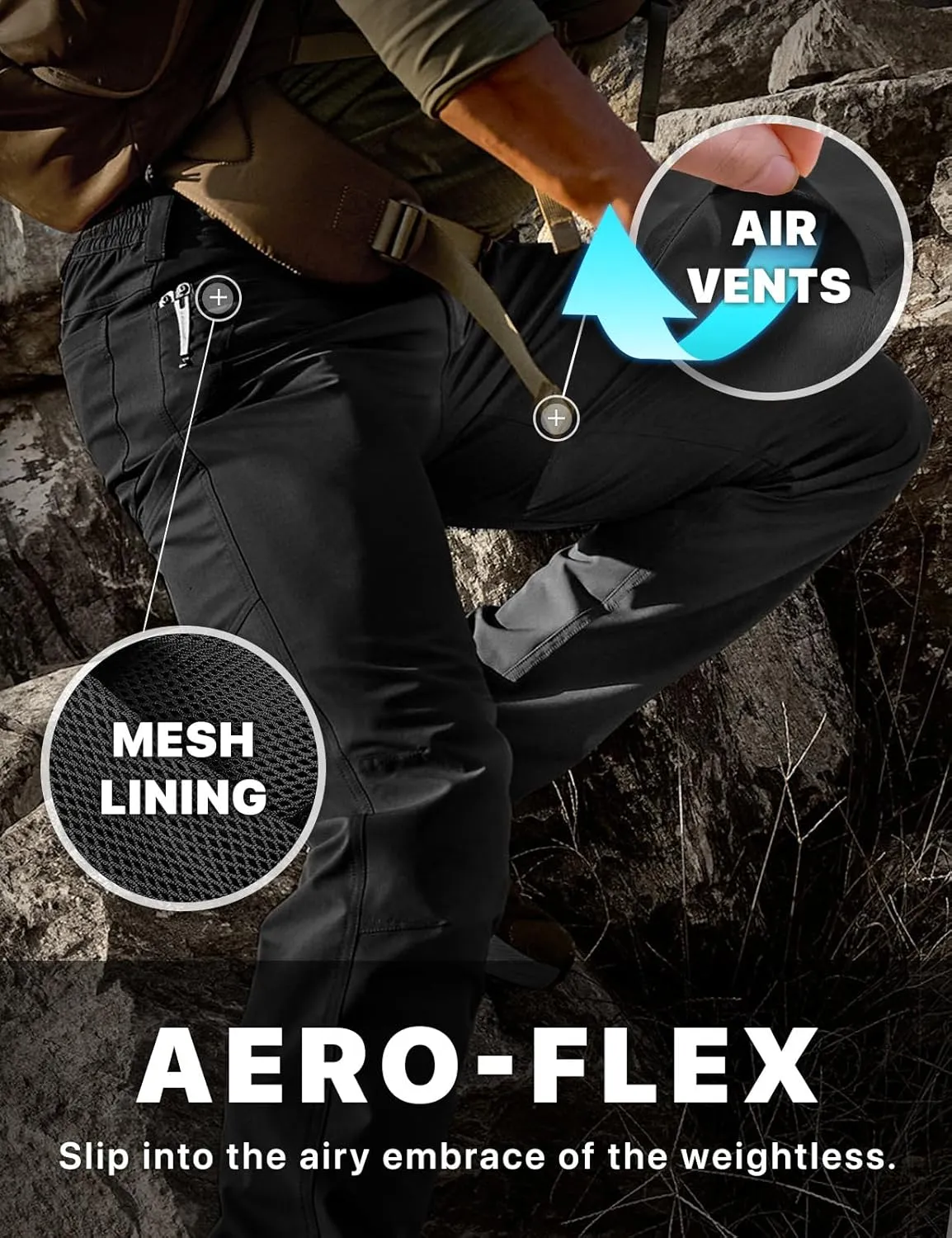 CQR Men's Quick Dry Tactical Pants, Water Resistant Outdoor Pants, Lightweight Stretch Cargo Work Hiking Pants