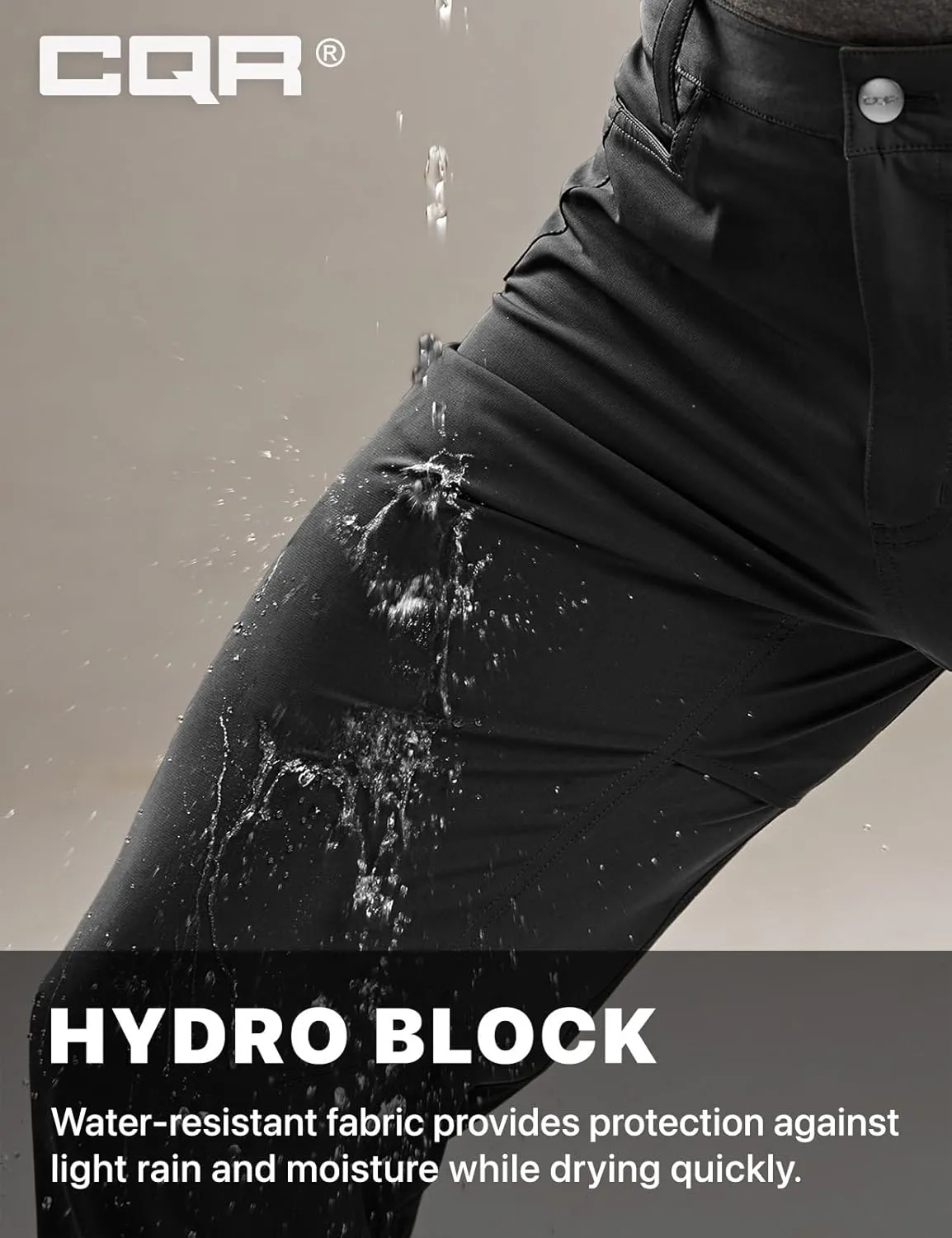 CQR Men's Quick Dry Tactical Pants, Water Resistant Outdoor Pants, Lightweight Stretch Cargo Work Hiking Pants