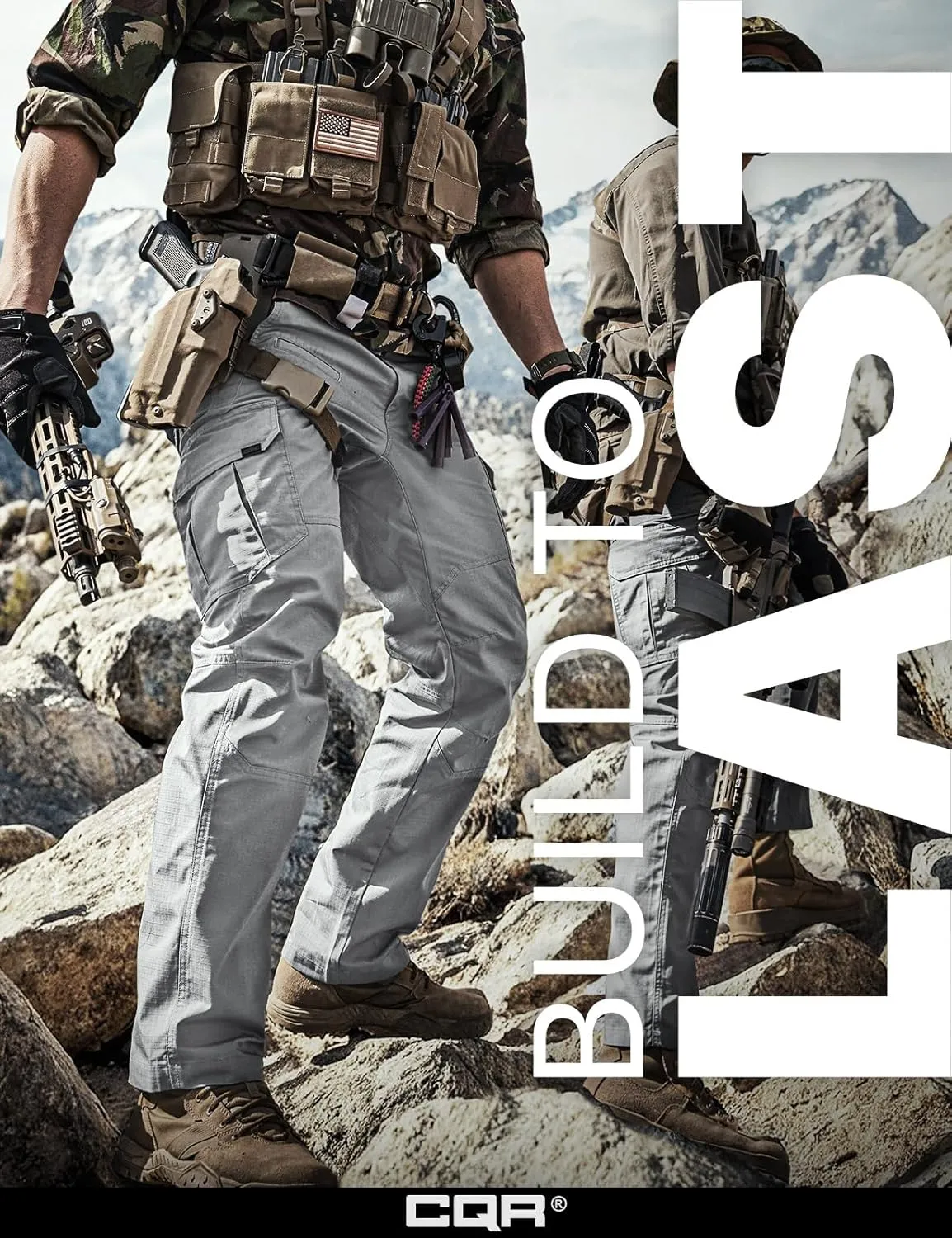 CQR Men's Tactical Pants, Water Resistant Ripstop Cargo Pants, Lightweight EDC Work Hiking Pants, Outdoor Apparel