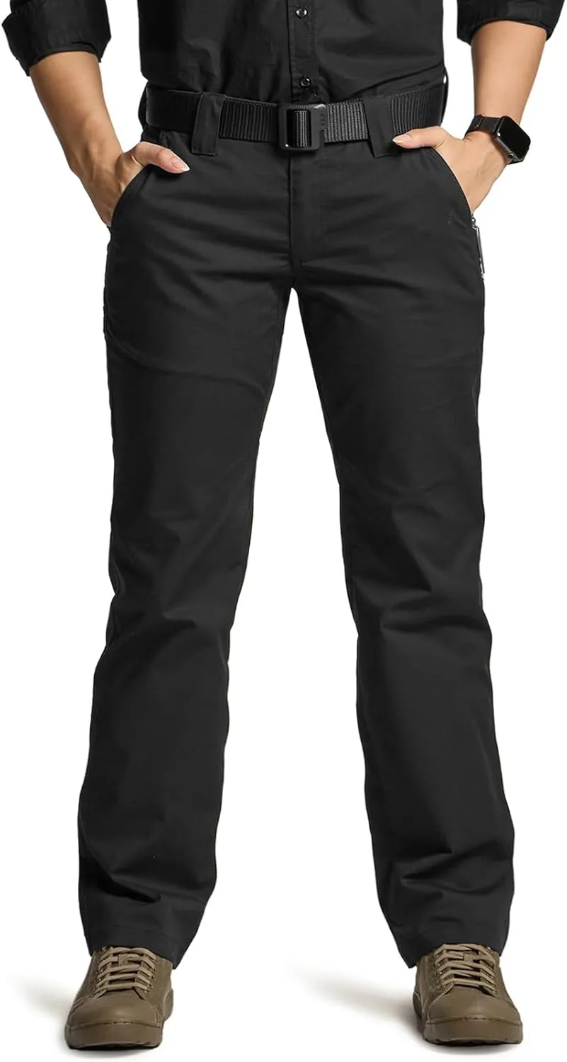 CQR Women's Flex Stretch Tactical Pants, Outdoor Hiking Pants with Pockets, Water Resistant Ripstop Work Pants