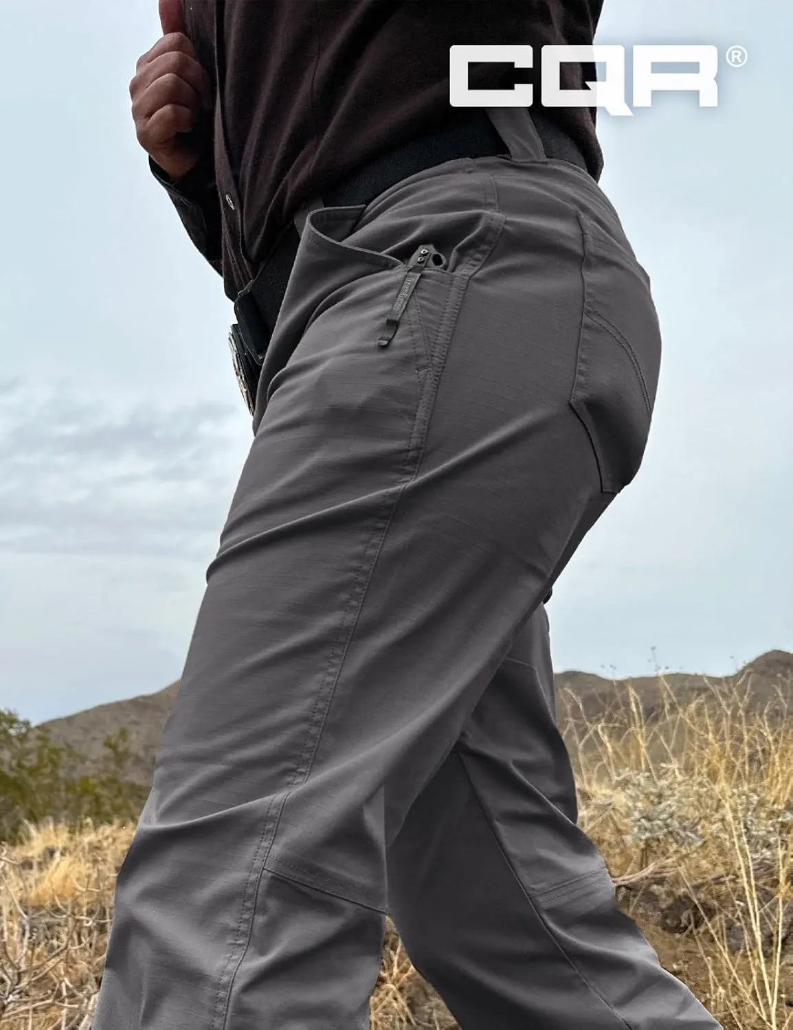 CQR Women's Flex Stretch Tactical Pants, Outdoor Hiking Pants with Pockets, Water Resistant Ripstop Work Pants
