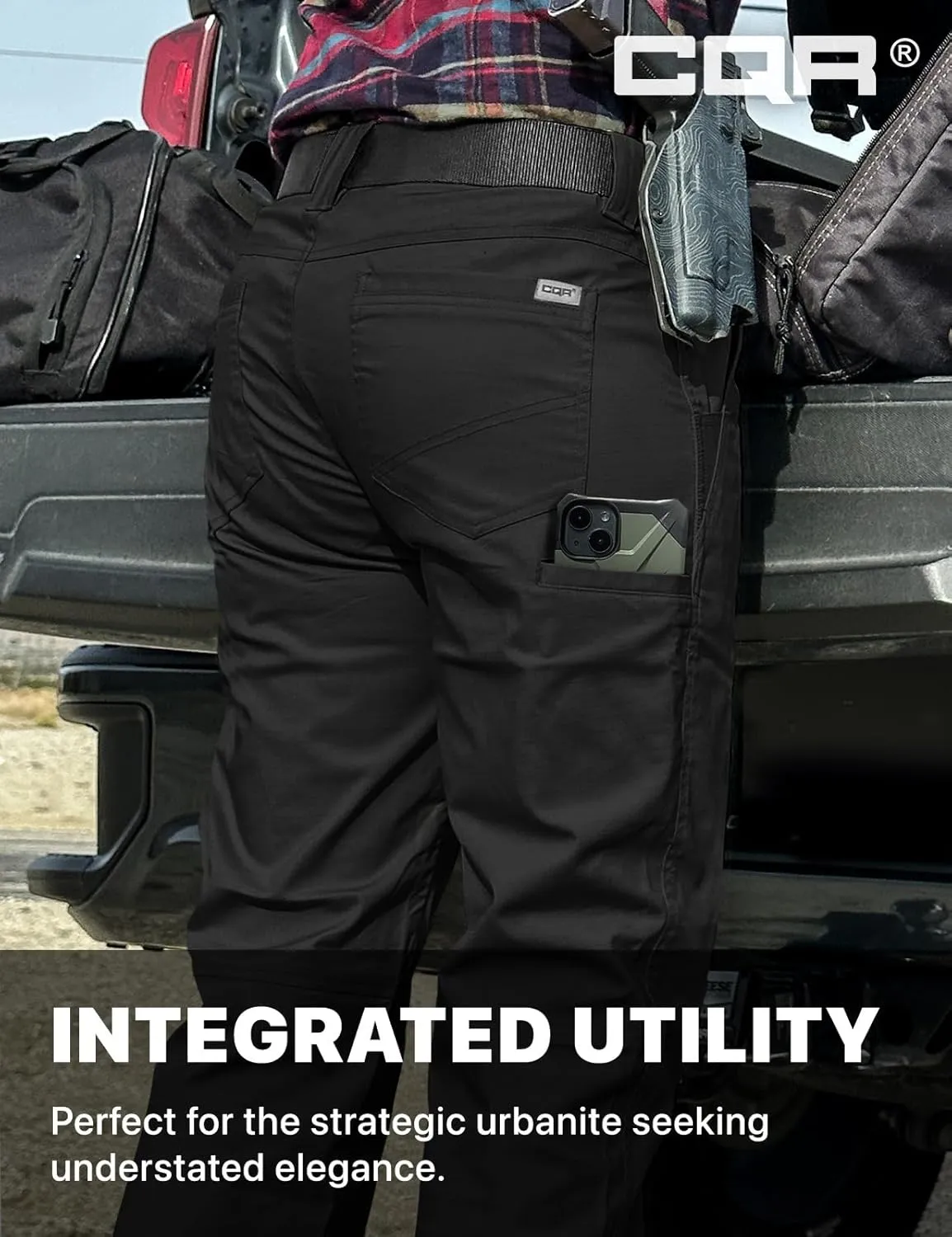 CQR Women's Flex Stretch Tactical Pants, Outdoor Hiking Pants with Pockets, Water Resistant Ripstop Work Pants