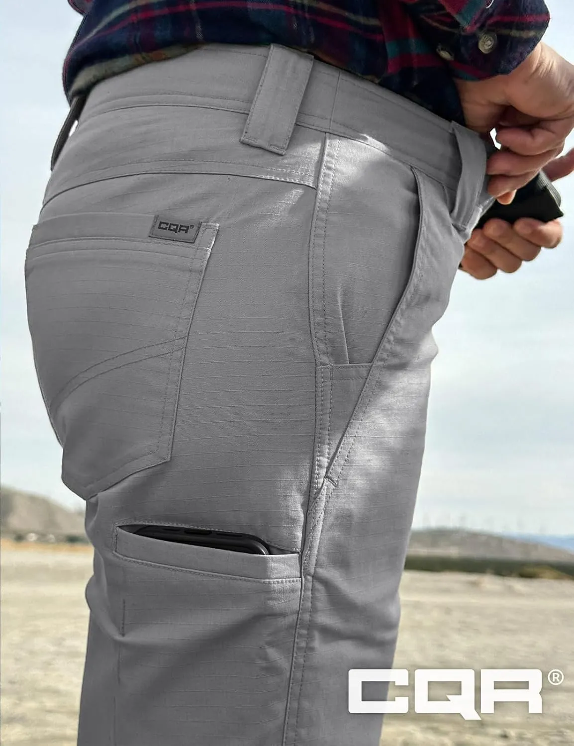 CQR Women's Flex Stretch Tactical Pants, Outdoor Hiking Pants with Pockets, Water Resistant Ripstop Work Pants