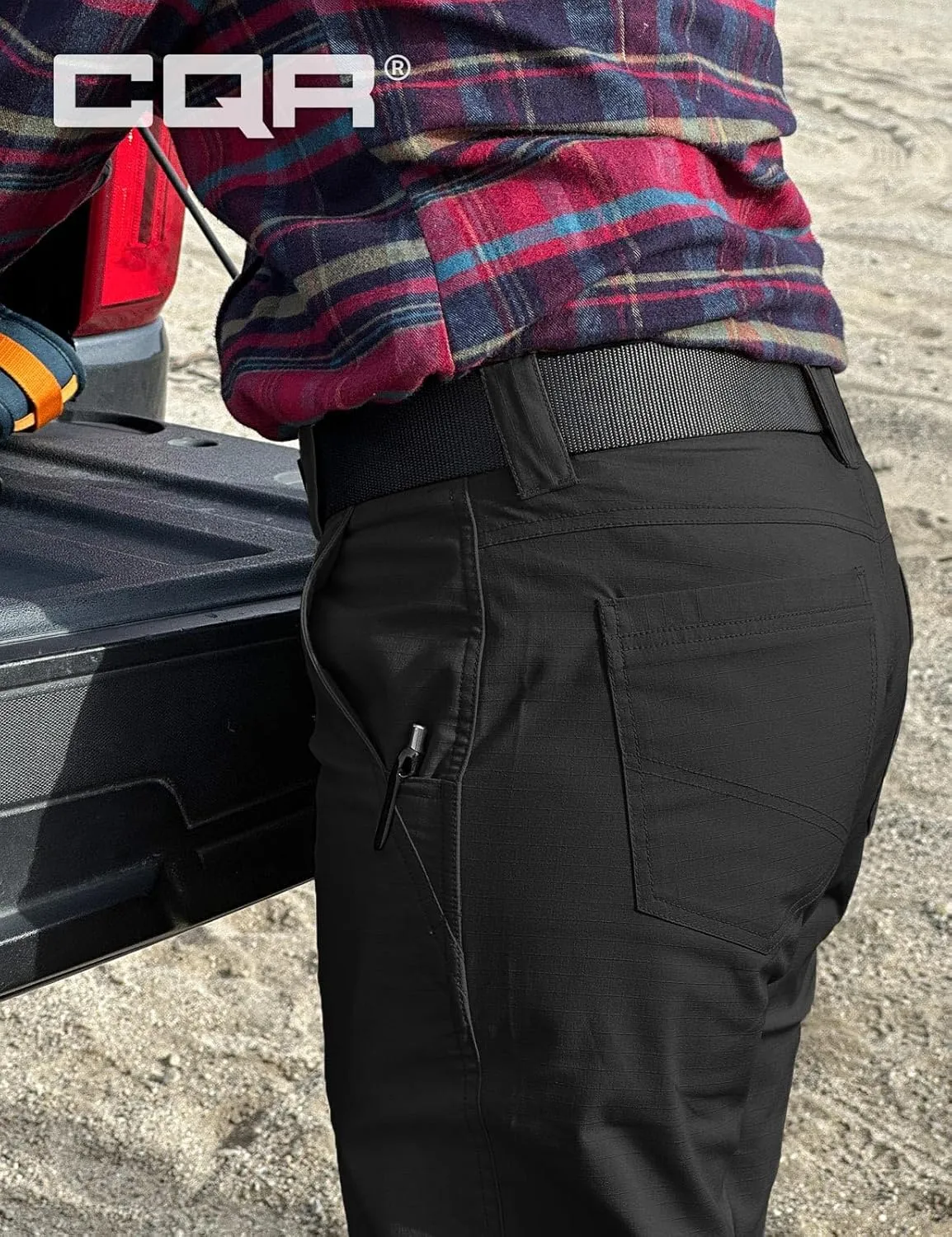 CQR Women's Flex Stretch Tactical Pants, Outdoor Hiking Pants with Pockets, Water Resistant Ripstop Work Pants