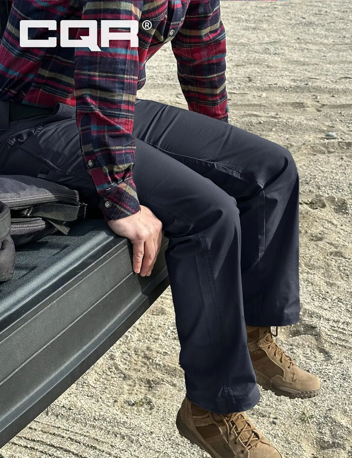 CQR Women's Flex Stretch Tactical Pants, Outdoor Hiking Pants with Pockets, Water Resistant Ripstop Work Pants