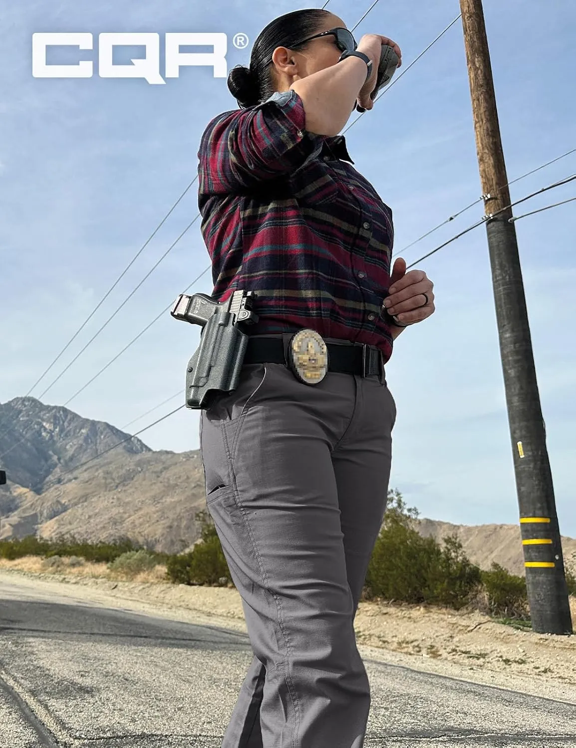 CQR Women's Flex Stretch Tactical Pants, Outdoor Hiking Pants with Pockets, Water Resistant Ripstop Work Pants