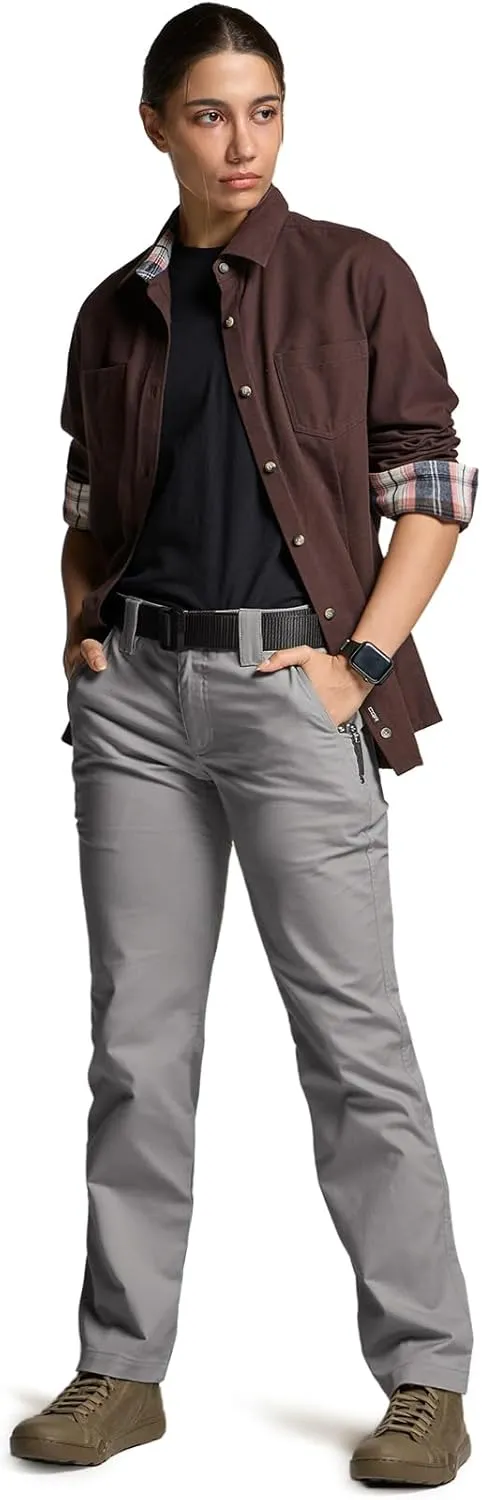 CQR Women's Flex Stretch Tactical Pants, Outdoor Hiking Pants with Pockets, Water Resistant Ripstop Work Pants