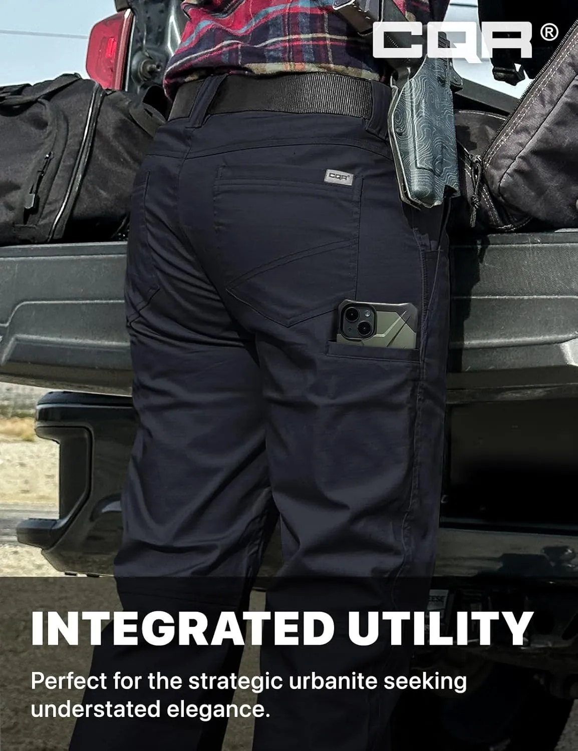 CQR Women's Flex Stretch Tactical Pants, Outdoor Hiking Pants with Pockets, Water Resistant Ripstop Work Pants