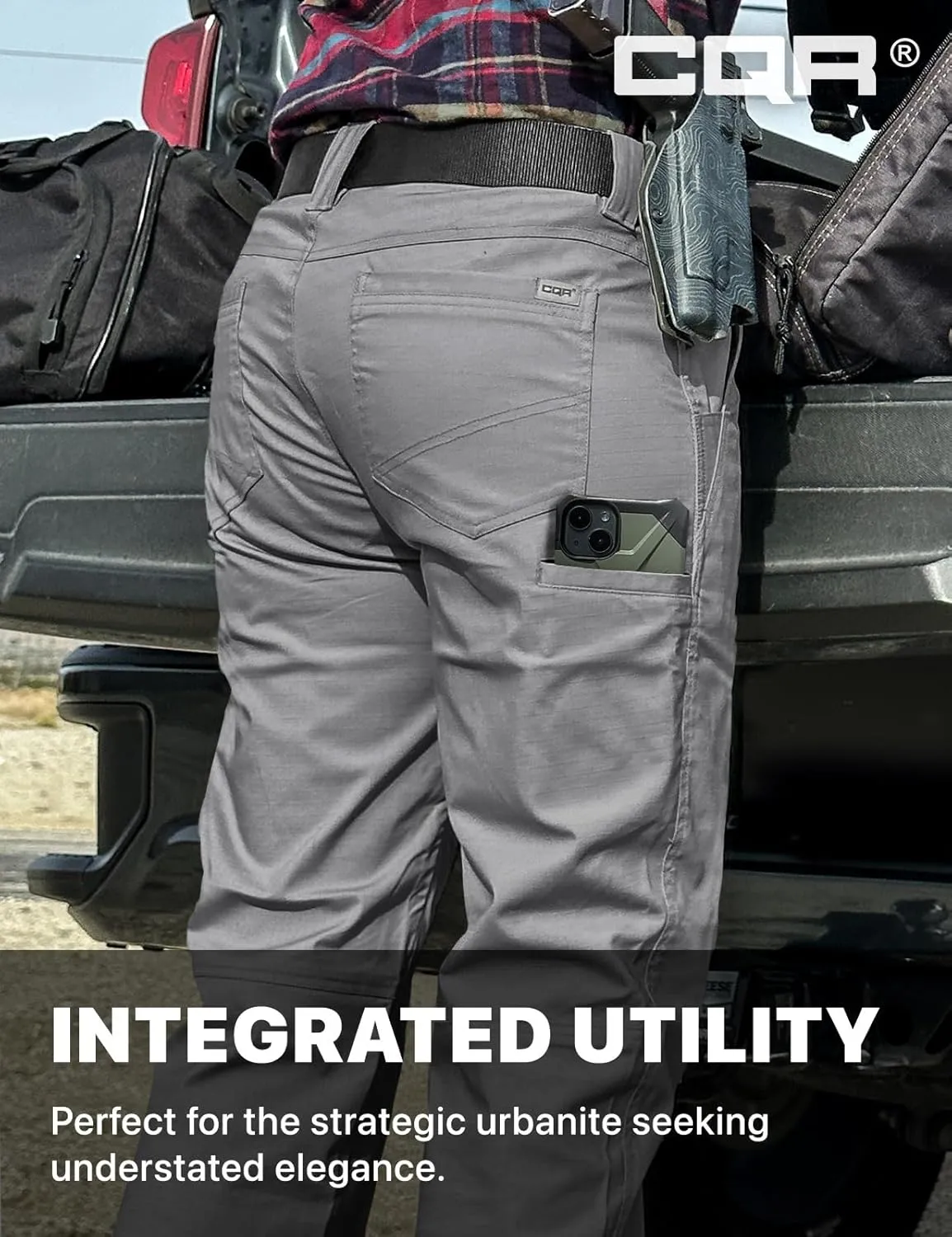 CQR Women's Flex Stretch Tactical Pants, Outdoor Hiking Pants with Pockets, Water Resistant Ripstop Work Pants