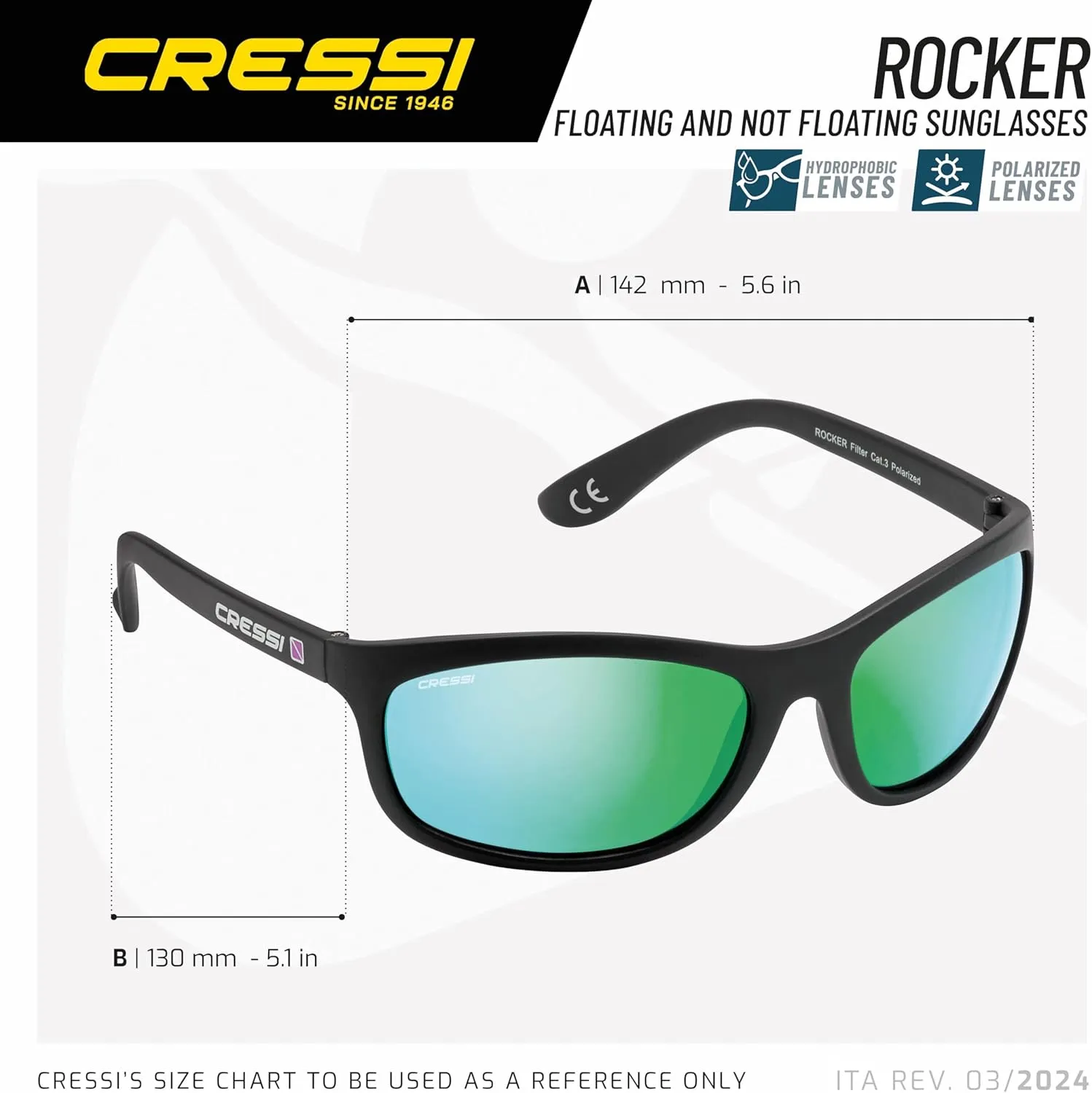 Cressi Rocker Floating, Adult Sport Buoyant Sunglasses, Polarized Lenses, Protective Case - Best for Beach Activities