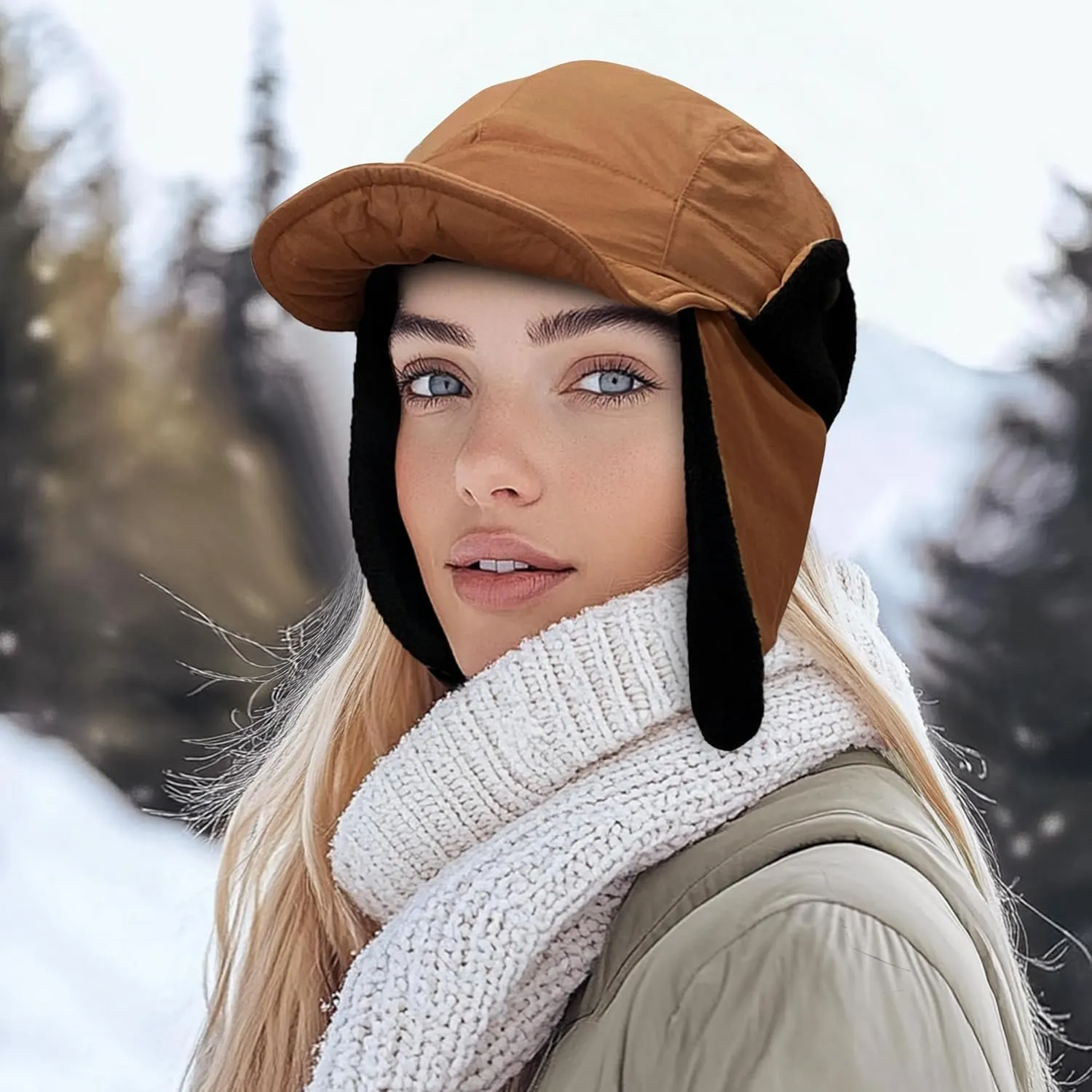 Croogo Men Hunting Ushanka Russian Hats Waterproof Snowboard Ear Flaps Trapper Trooper Hat Eskimo Ski Cap