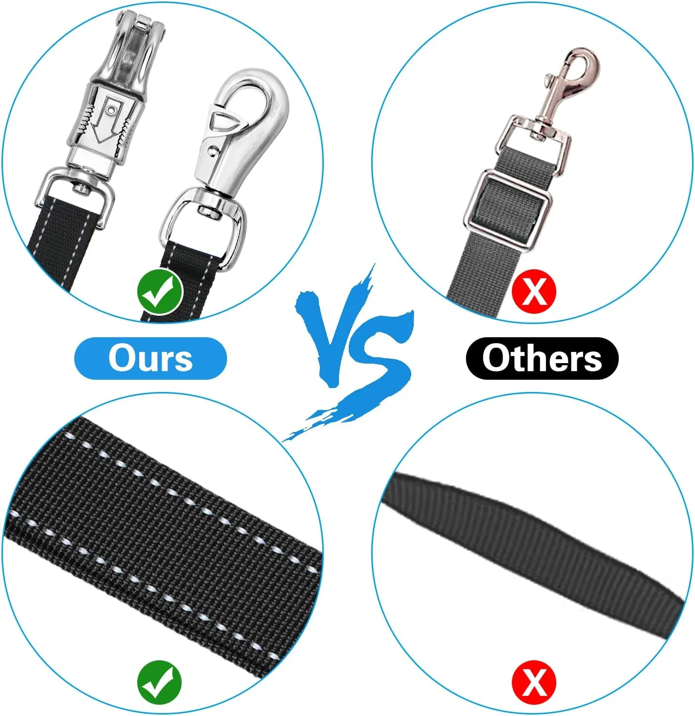 Cross Ties for Horse,Heavy Duty Nylon Horse Trailer Tie with Strong Panic Snap and Bull Snap,Adjustable Length from 45.2" to 78.7",Professional Horse Supplies (Black)